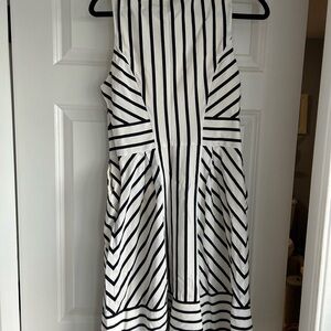 Maeve Black and White Fit and Flare Midi Dress